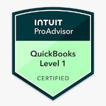 Intuit QuickBooks Level 1 Certified ProAdvisor badge